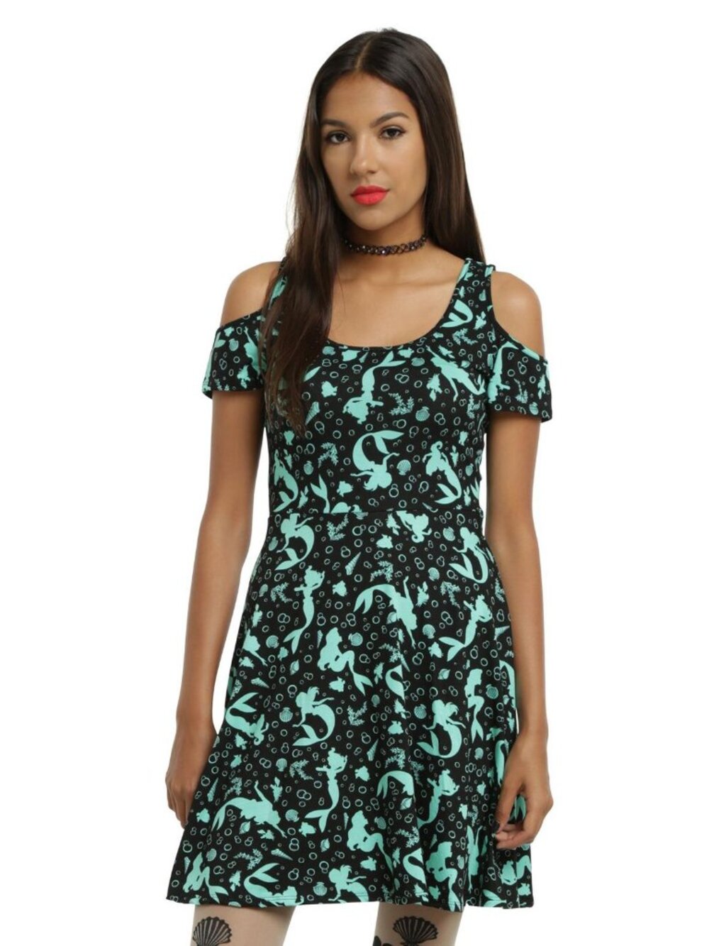 Disney The Little Mermaid Ariel silhouette cold shoulder mini dress